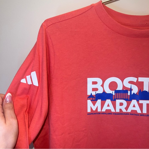 Adidas Boston Marathon 2024 Long Sleeve Tee Red | Medium - Picture 4 of 9